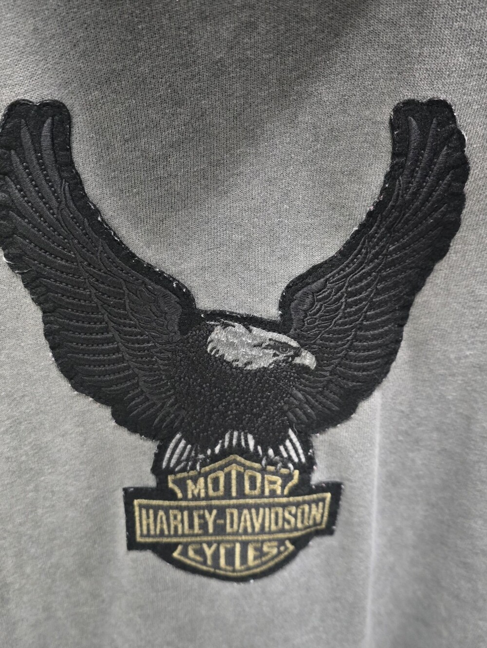 Poshmark: Washed Gray Zip Hoodie Eagle Moto Biker Y2K Grunge Sz M - Picture 7 of 12